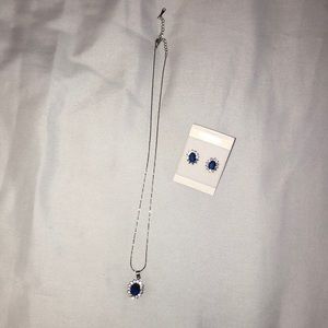 Blue Gem Necklace and Earring Set